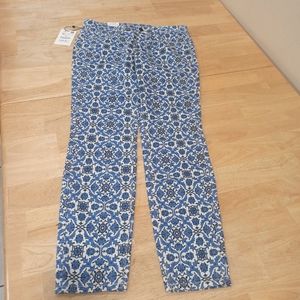 Zara women's slim fit medium rise skinny baroque printed pants sz 6